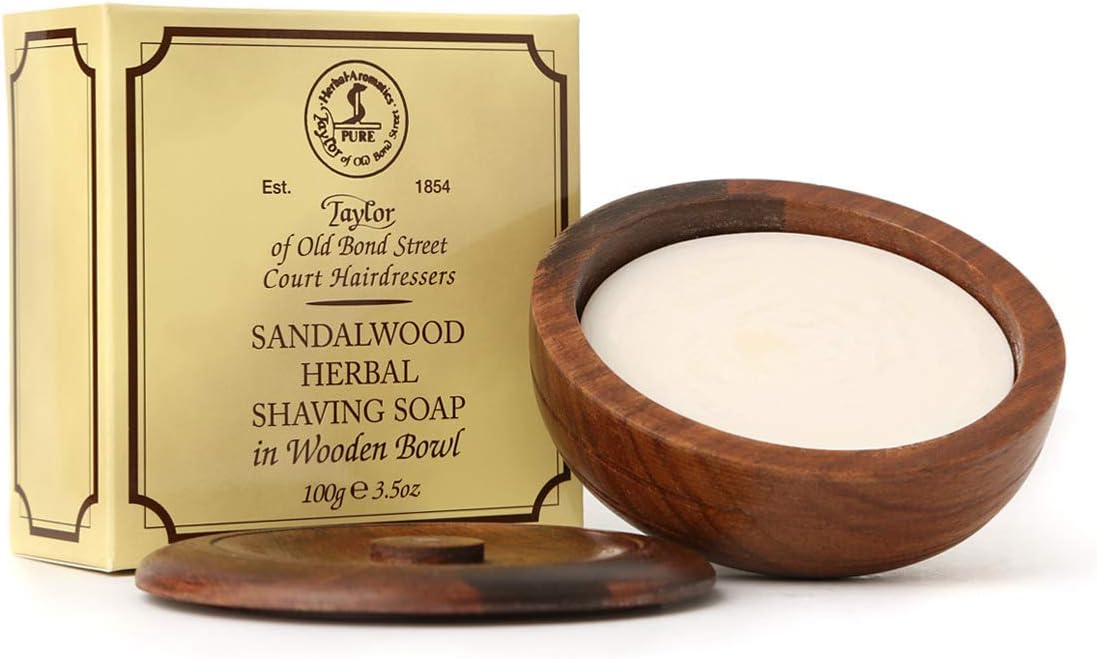 Sandalwood Herbal Shaving Soap in Woode...