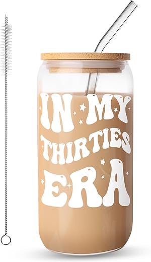 Durable Iced Coffee Glass Cup with Lid ...