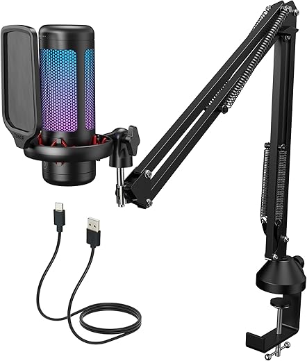 TONOR RGB Gaming USB Microphone with Bo...