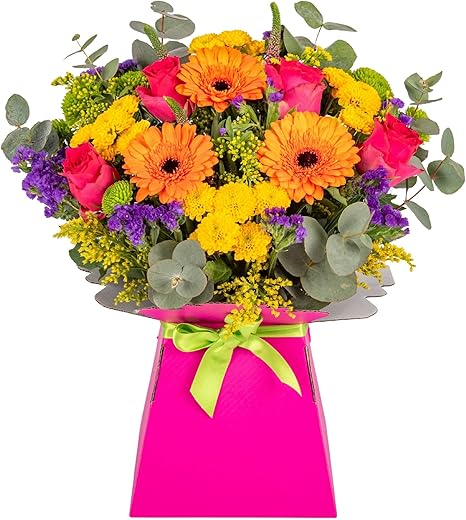 Vibrant Flower Bouquet with Pink Roses ...