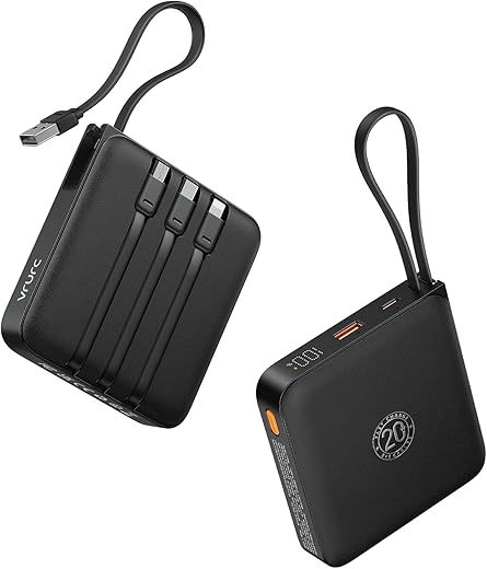 20000mAh Power Bank with Built-in Cable...