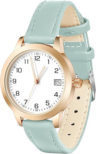 Women’s Leather Quartz Watch with...